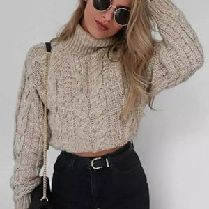 Cropped Turtleneck Sweater